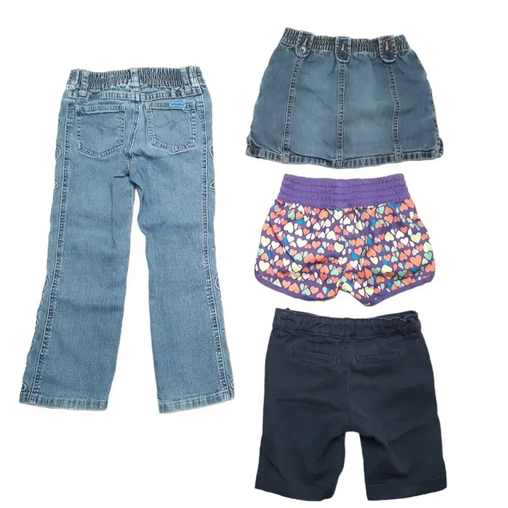 Old Navy Shorts Girls 5 Blue Purple Skort Duck Head Jeans Stretch Lot of 4‎